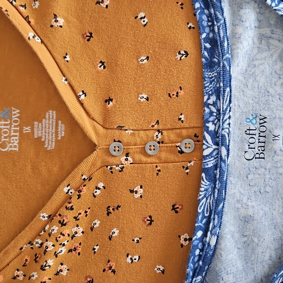 Croft & Barrow Women's Paisley and Floral Tops - Blue, Orange, Black Set Of 3 - Picture 2 of 9